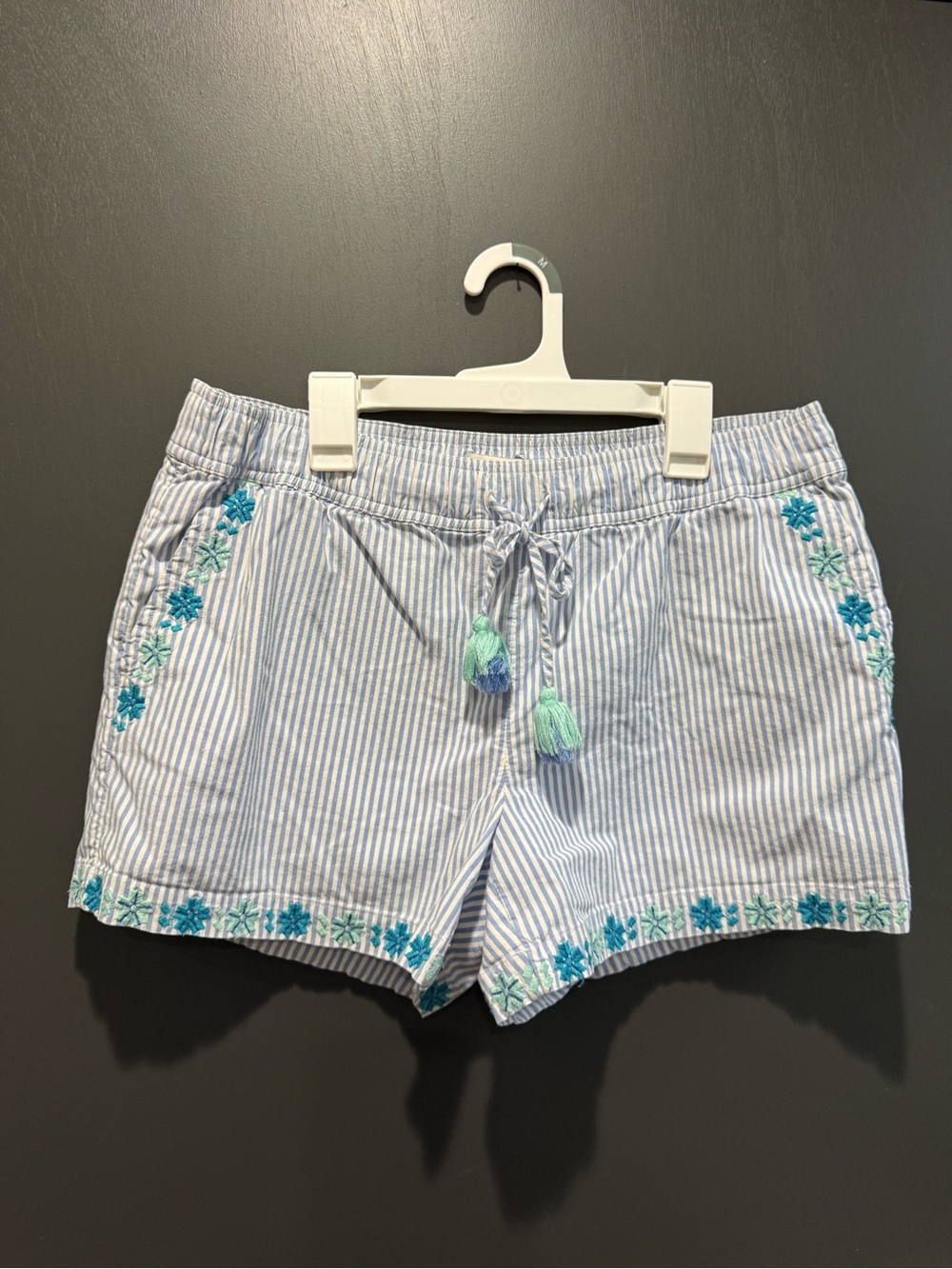 Vineyard Vines Blue White Stripe Embroidered Tassel Shorts Size Medium